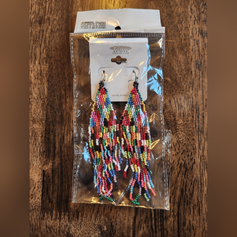 Colorful Beaded Tassel Earrings